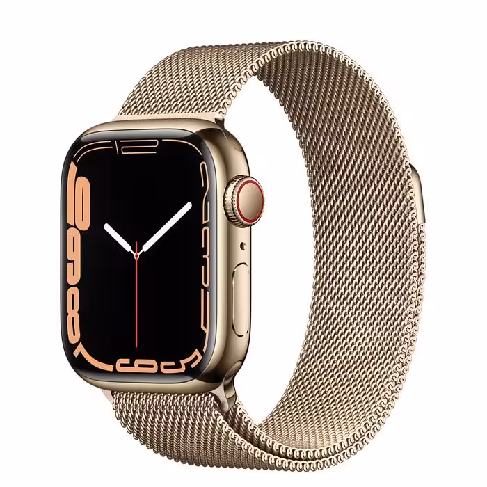ساعت هوشمند اپل واچ سری 7 استیل طلایی 41 میلیمتری با بند Gold Milanese Loop