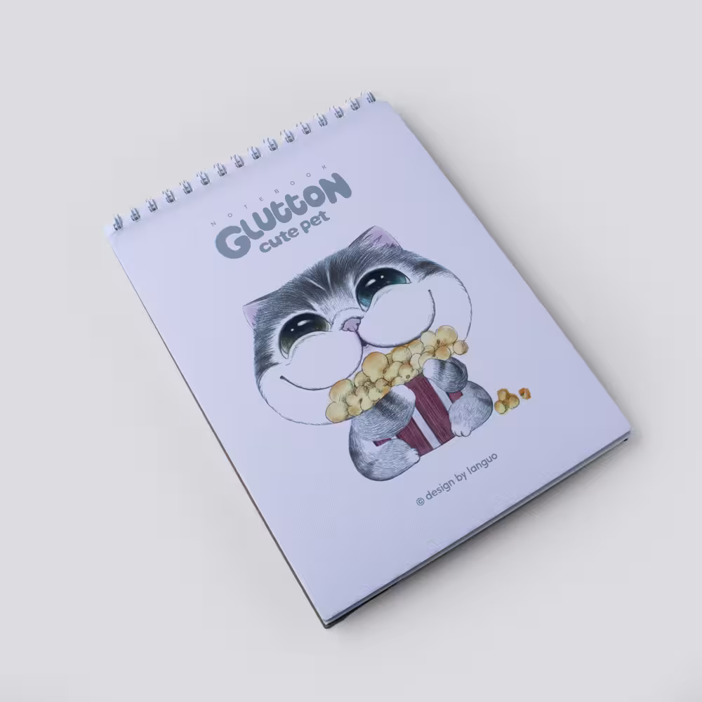 دفتر طراحی آ4 گربه و پاپ کورن لانگو (languo)