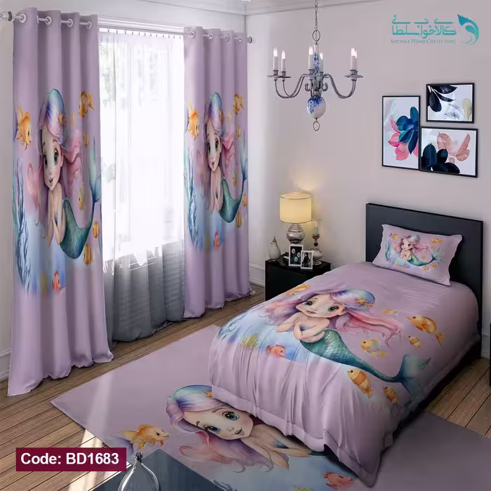 روتختی طرح پری دریایی و ماهی ها یکنفره کد BD1683