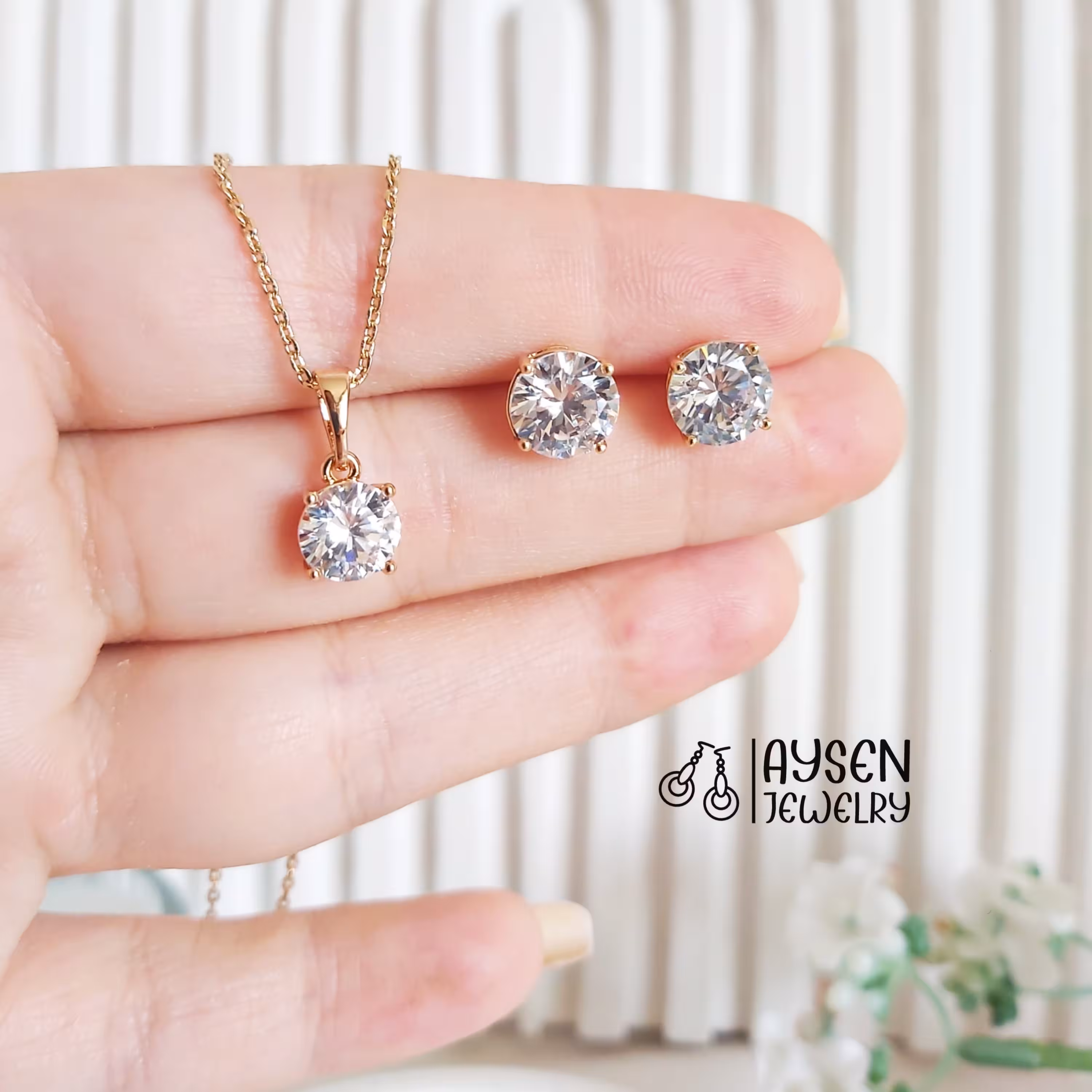 نیم ست جواهری تک نگین ژوپینگ اصل کیفیت عالی قیمت مناسب با زنجیر