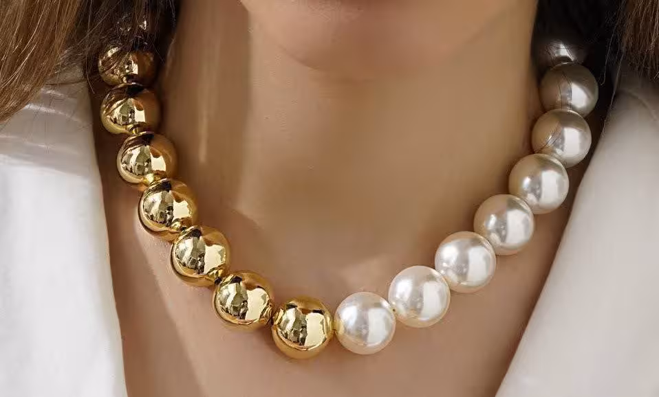 گردنبند توپی مروارید استیل