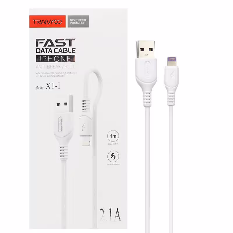 کابل USB به لایتنینگ ترانیو مدل X1 طول 1متر 2.1آمپر