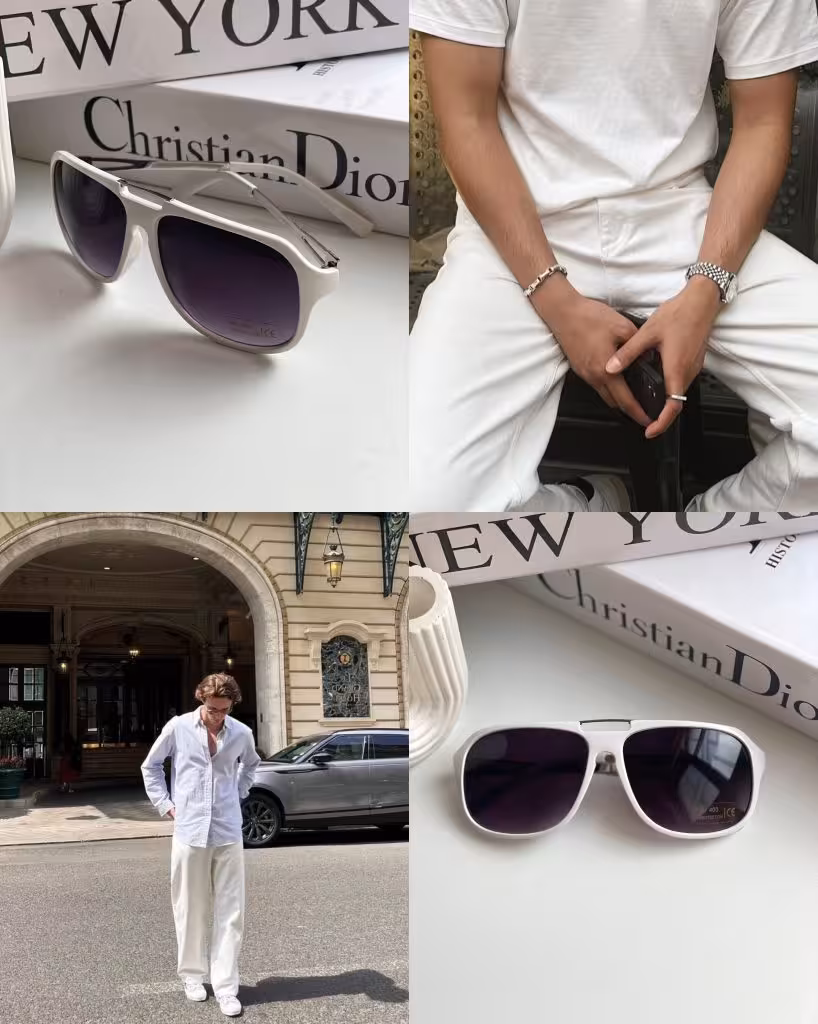 عينك آفتابي برند ray ban مردانه پسرانه سفيد يووي 400