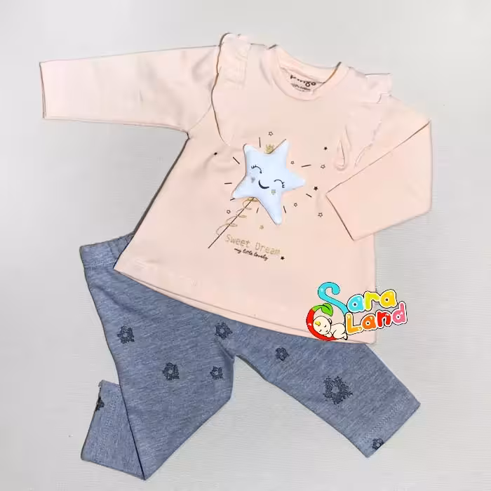 ست بلوز و شلوار نوزاد طرح گلبهی