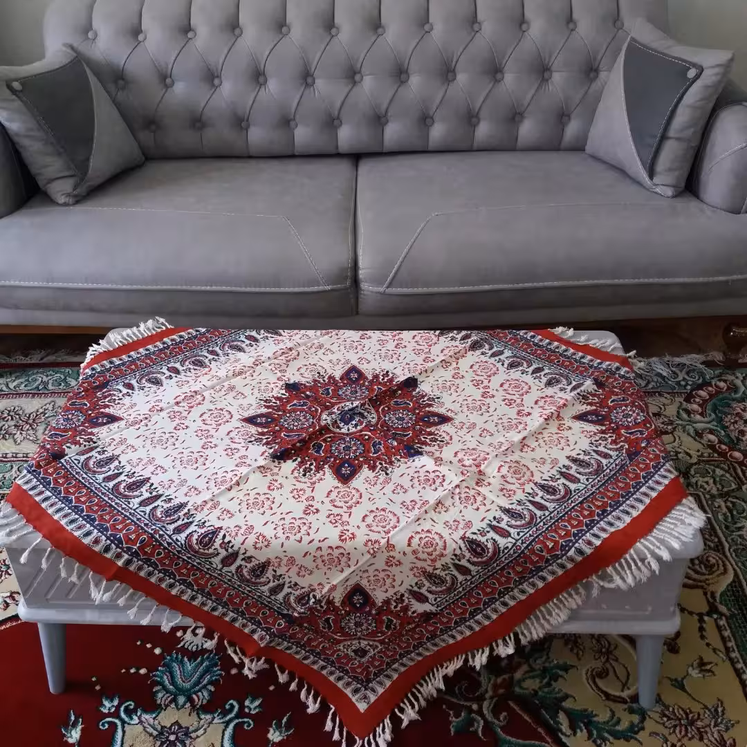 سفره قلمکاری اصفهان طرح گل ترنج صادراتی ابعاد یک دریک