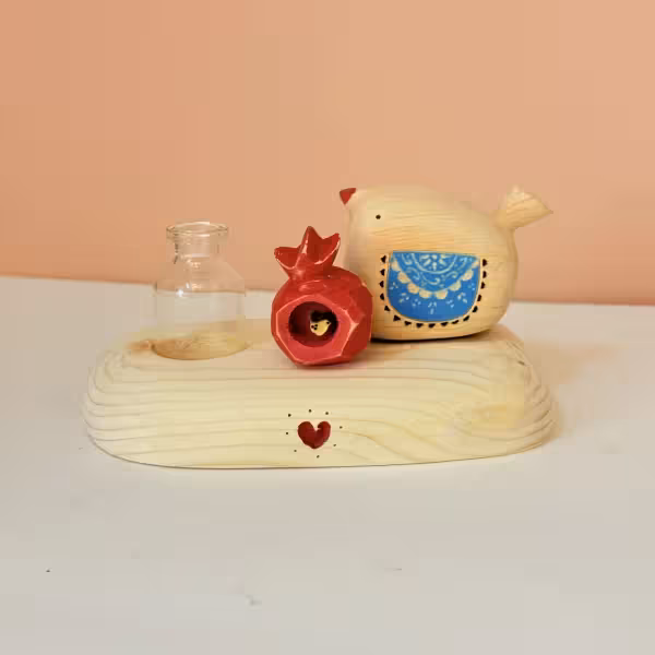 گلدان پرنده و انار طرح دو