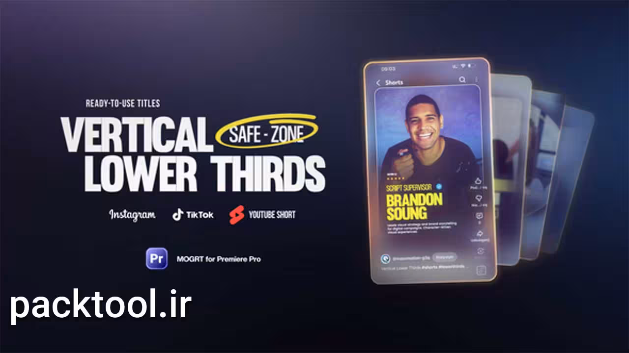 دانلود پروژه آماده مجموعه زیرنویس ها پریمیر پرو Vertical Lower Thirds - پک تول