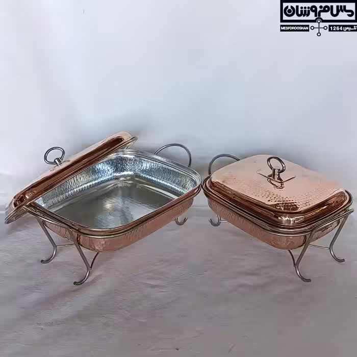 سوفله خوری مسی مستطیلی نانو زنجان | مرغ خوری مسی وارمری | پایه بلند | سایز 1 _ قطر 22*26 | مدل محمت