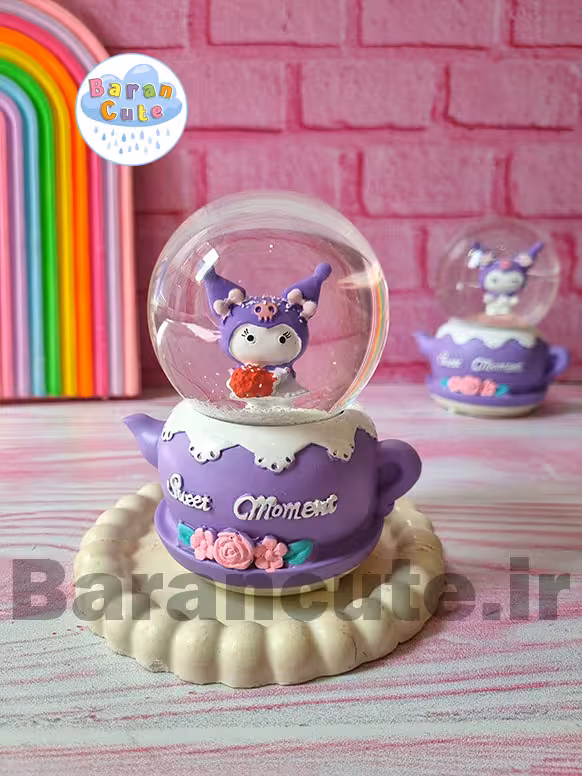 گوی موزیکال برفی چراغ دار (سایز متوسط) طرح کورومی گل قرمز