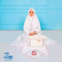 پک جشن تکلیف چادر و جانماز گلدار به همراه کیف عروسکی