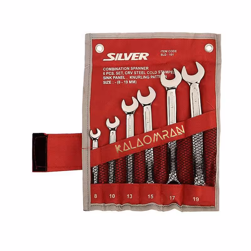 مجموعه 6 عددی آچار یک سر تخت یک سر رینگی سیلور مدل SLD-101