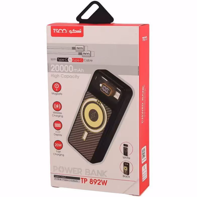 پاوربانک وایرلس تسکو مدل TP 892W ظرفیت 20000 میلی آمپر