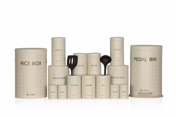 سرویس اشپزخانه اورانوس 17 پارجه استوانه ای طرح دار  B0011