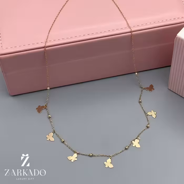 گردنبند زنجیری طرح پروانه و گوی کد N765