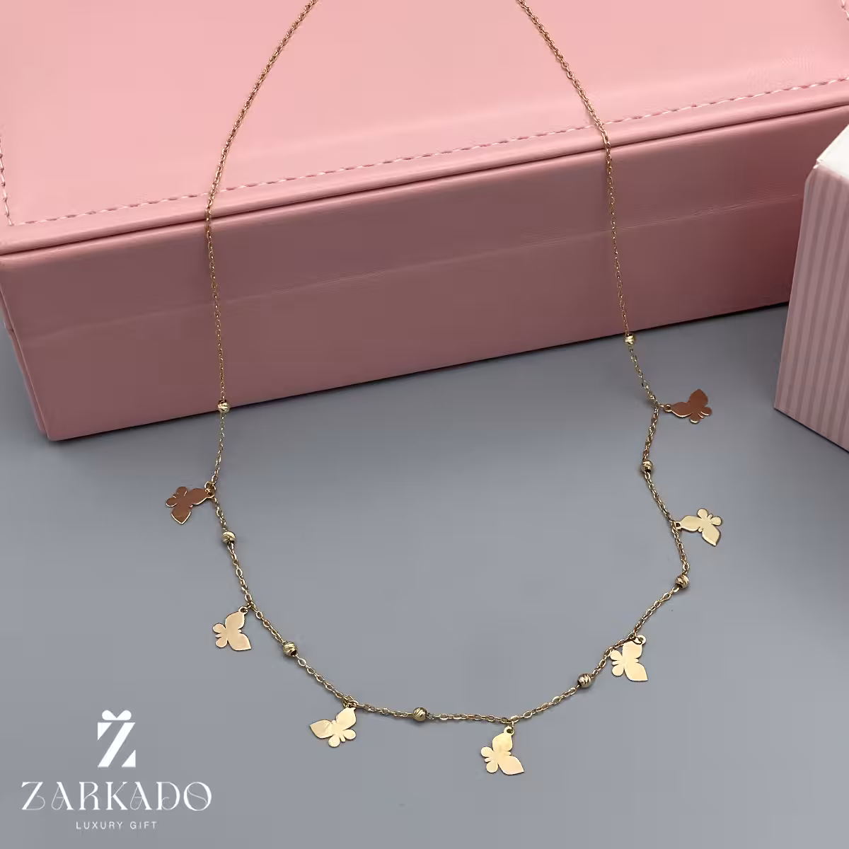 گردنبند زنجیری طرح پروانه و گوی کد N765