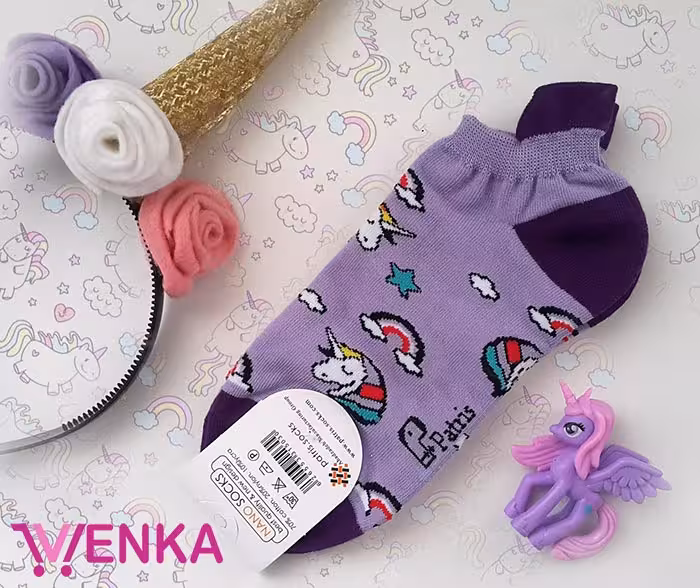 جوراب مچی طرح یونیکورن بنفش