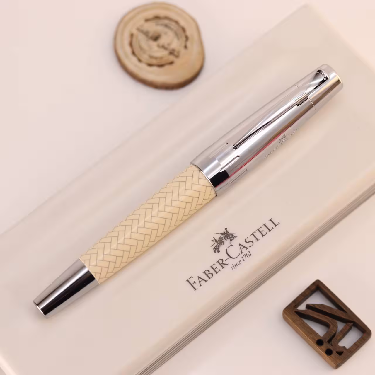 خودنویس فابرکاستل ایموشن موزاییکی عاجی [خوش قیمت] 148260 Faber-Castell E-motion precious resin parquet ivory