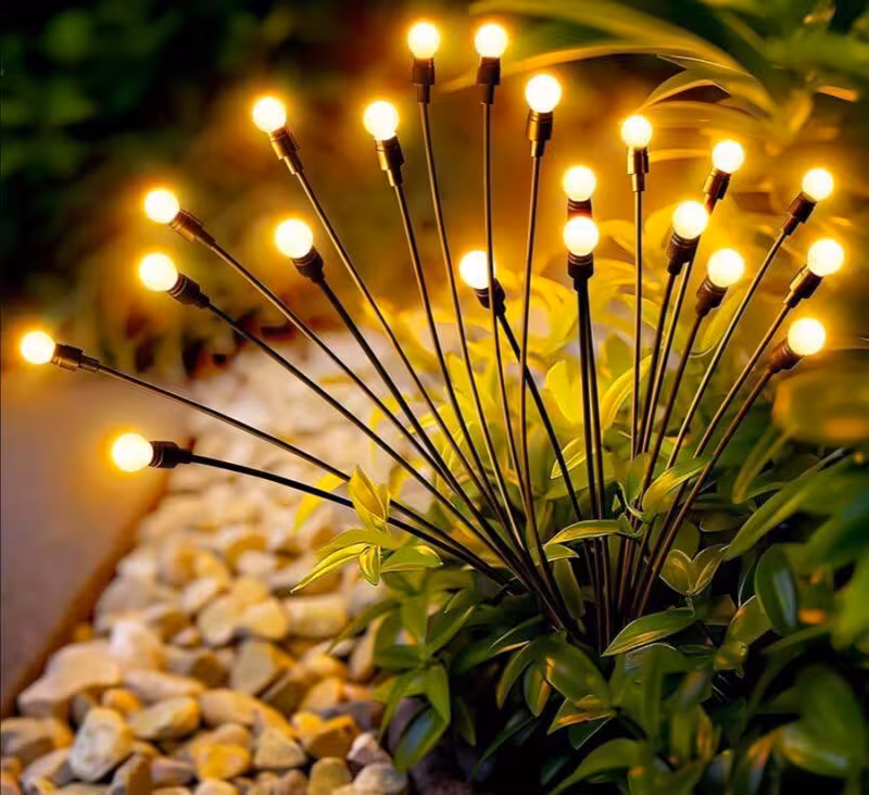 چراغ خورشیدی باغچه مدل گل شب تاب