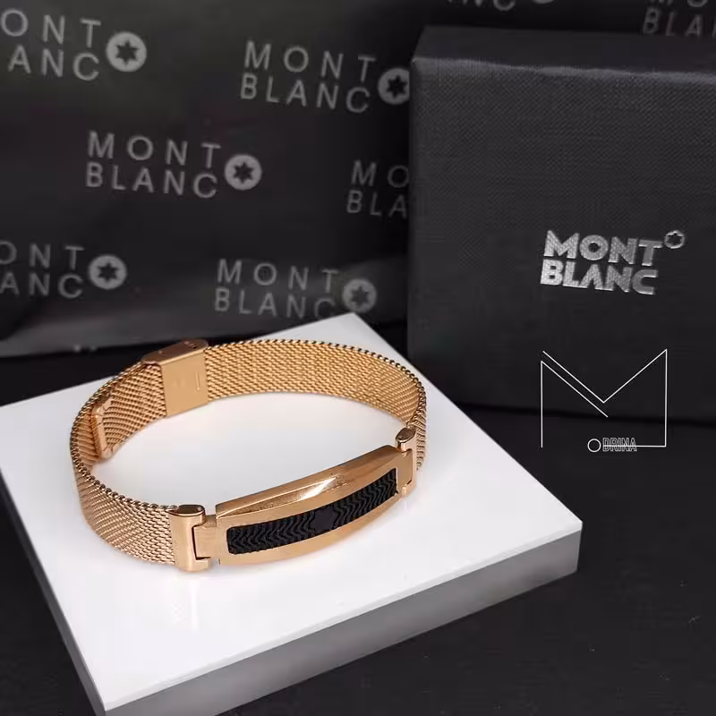 دستبند مون بلان استیل رزگلد