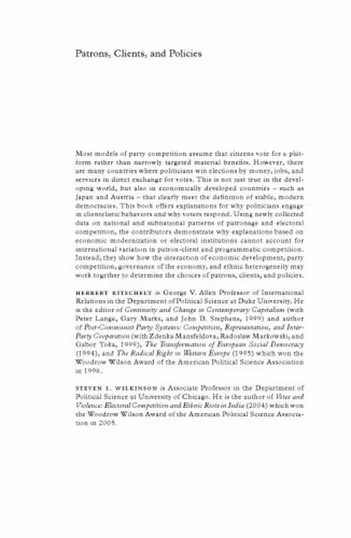 خرید و دانلود نسخه کامل کتاب Patrons, Clients and Policies: Patterns of Democratic Accountability and Political Competition