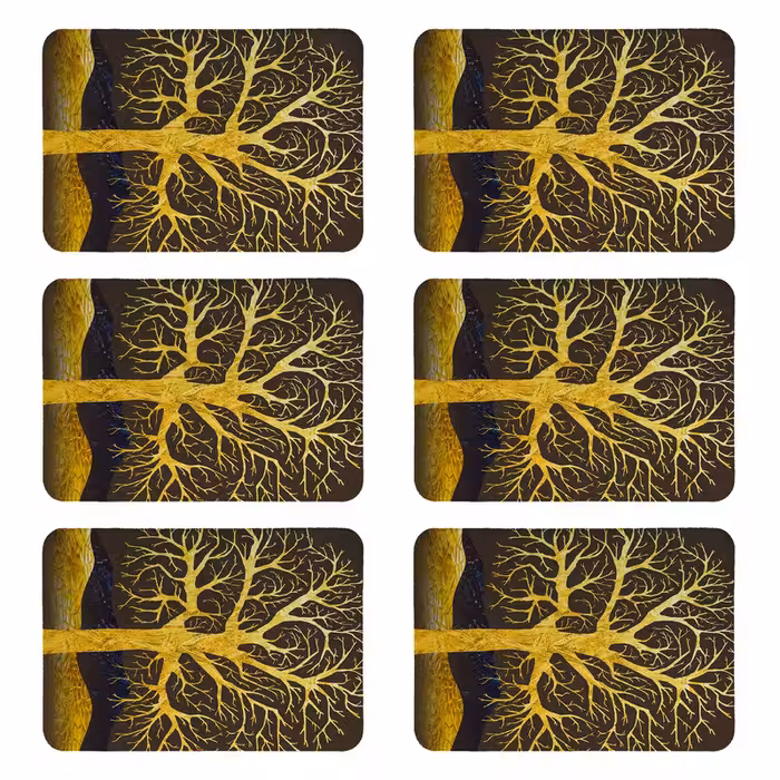 زیربشقابی طرح درخت کد 8924 بسته 6 عددی | کالا مکس