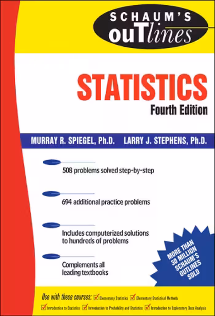 خرید و دانلود نسخه کامل کتاب Schaum&#039;s outline of theory and problems of statistics