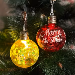 اویز گوی درخت کریسمس چراغ دار 8 سانت کد 321