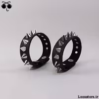 دستبند چرمی نازک با اسپایک های ریز