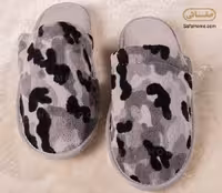 دمپایی حوله ای پودایران طرح ارتشی طوسی