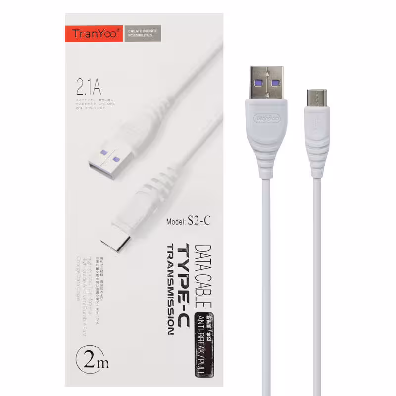 کابل USB به Type-C ترانیو مدل S2 طول 2متر2.1آمپر