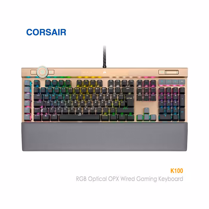 کیبورد باسیم گیمینگ اپتیکال مکانیکال کورس ایر طلایی K100