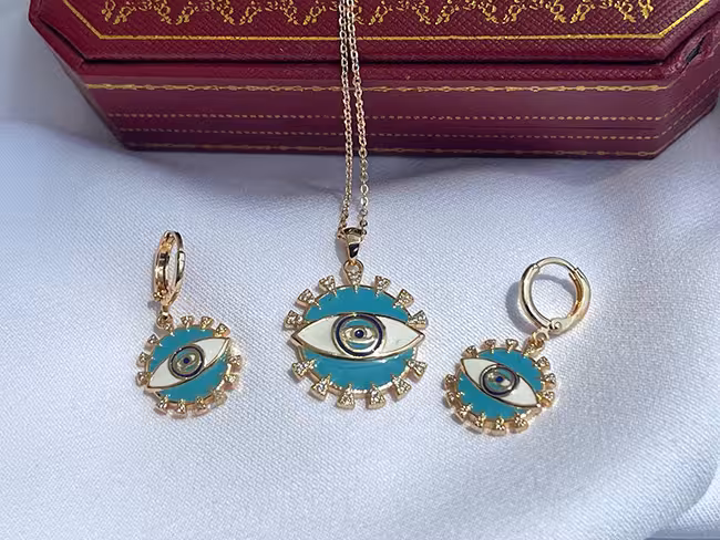نیم ست طرح چشم آبی رنگ