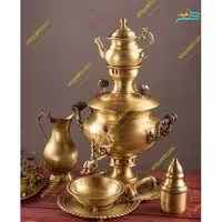 سماور زغالی برنجی 6 لیتری با روکش نانو، رنگ ثابت و ورق ضخیم برنج