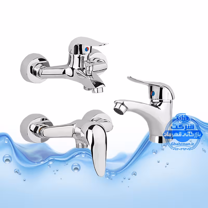 ست 3 عددی شیرآلات برند آیدا صنعت مدل قهرمان | شیر حمام   شیر توالت   شیر روشویی | کروم براق