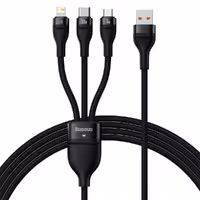 کابل شارژ سه سر بیسوس مدل Flash Series CASS030001 طول 12 متر توان 100 وات