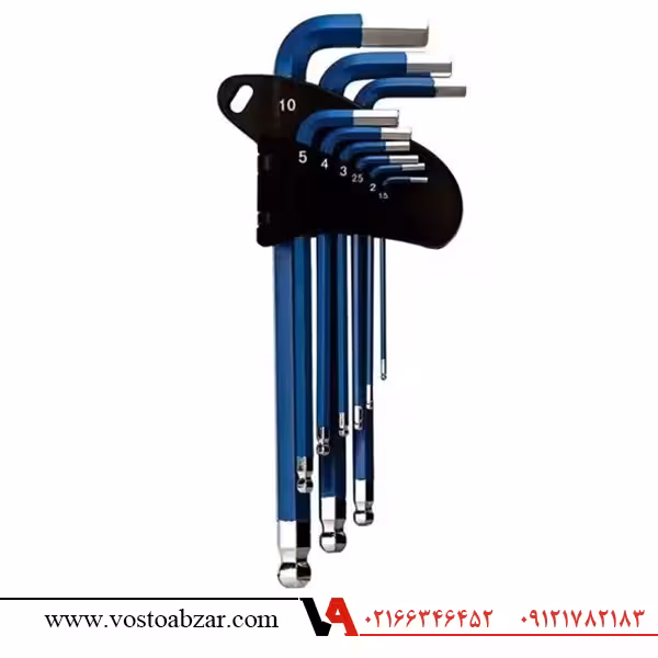 ست 9 عددی آچار آلن روکشدار دسته بلند هیوندای مدل HT195