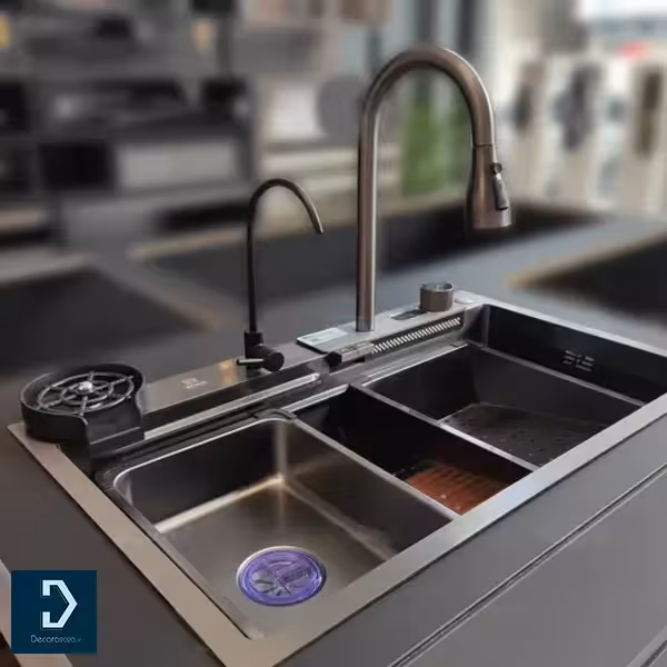 سینک آبشاری پیانویی 2کلید استیل مشکی