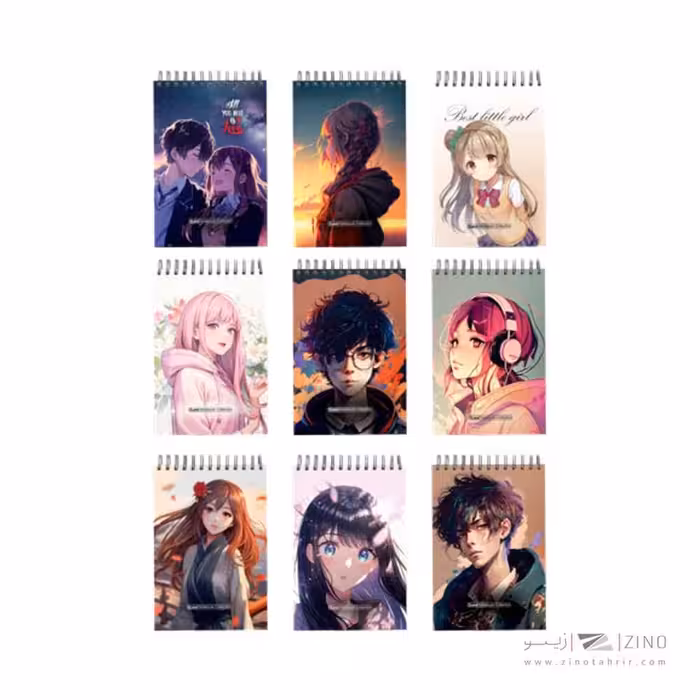 دفتر یادداشت 120 برگ فنر دوبل جلد سخت 15*10 سری انیمه الند کد ANM1015-120