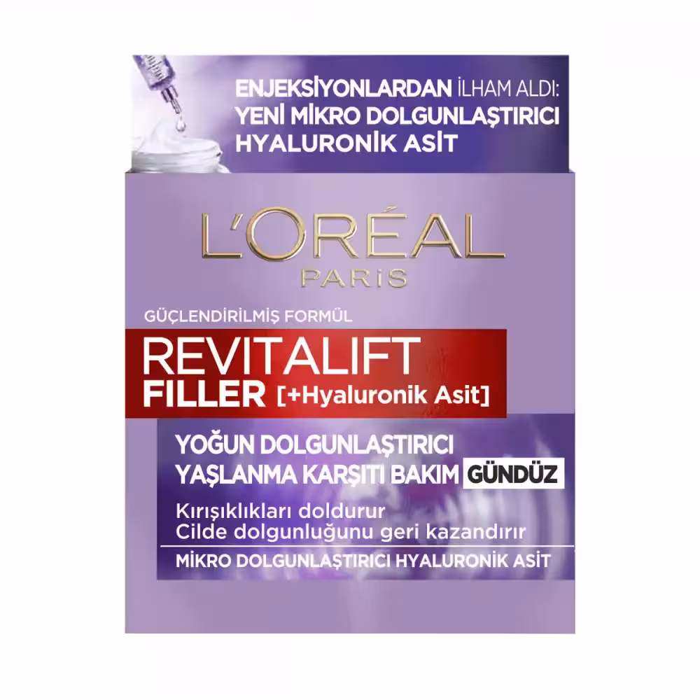 کرم روز ضد چروک لورال Loreal مدل Revitalift Filler حاوی هیالورونیک اسید حجم 50 میل