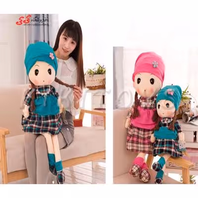 عروسک پولیشی دخترانه لباس چارخونه Plush Dolls