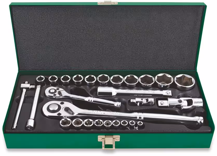 جعبه بکس 6 پر کوتاه 27 پارچه تاپتول درایو 1/2 و 1/4 تایوان مدل GCAD2802