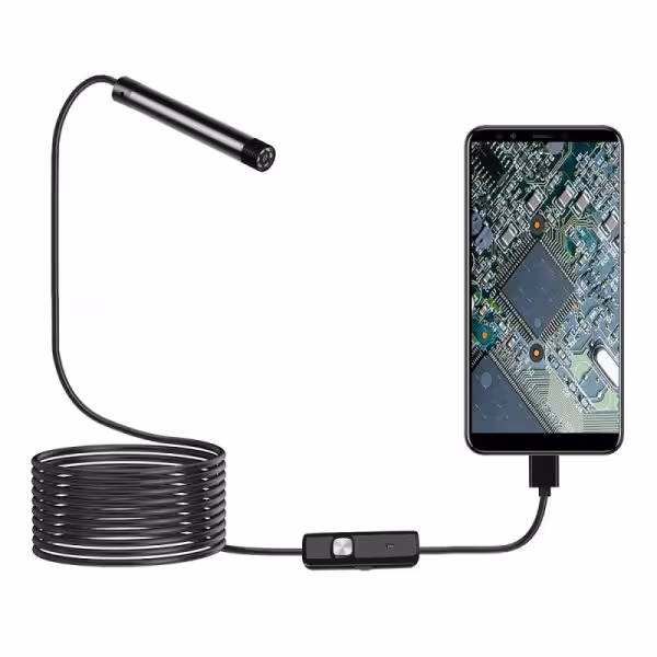 دوربین آندوسکوپی فنری 1.3 مگاپیکسل لنز 7mm کابل 10 متر ارتباط USB