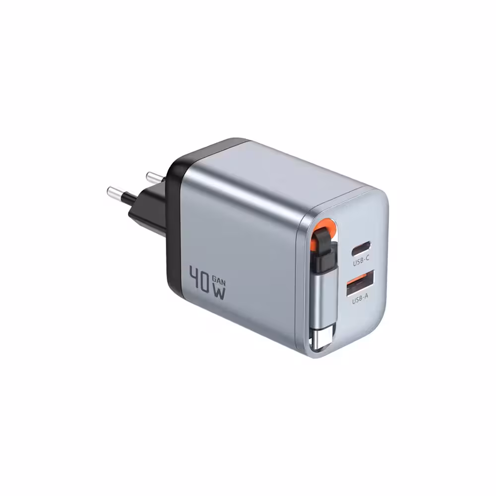 آداپتور پریمیوم گرین لیون مدل Green Lion GNGAN40WEU GaN Premium EU Plug Wall Charger 40W