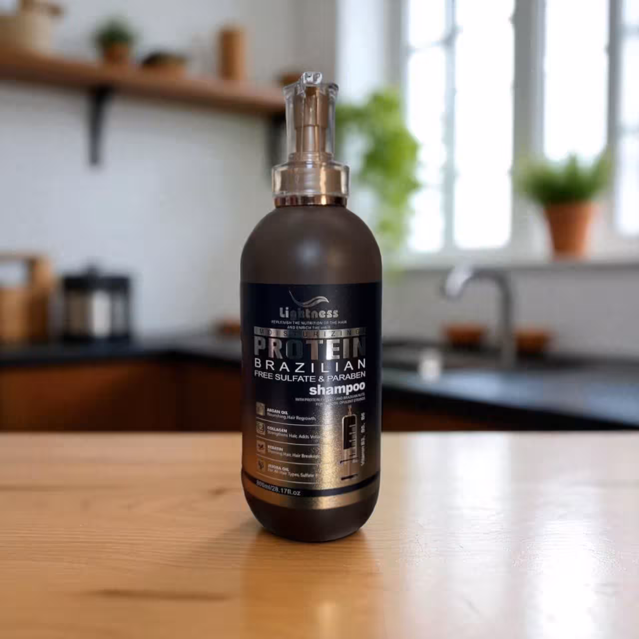 شامپو بدون سولفات و پارابن پروتئین برزیلین لایتنس(Lightness) حجم 900میل