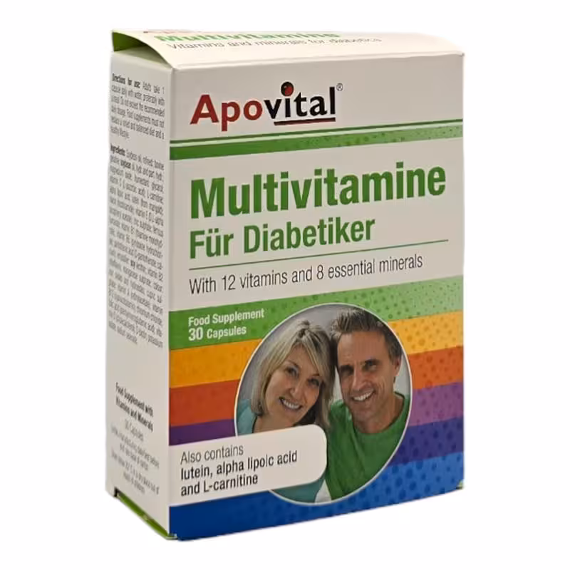 کپسول مولتی ویتامین افراد دیابتی آپوویتال 30 عدد