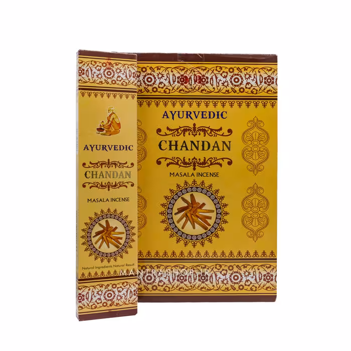 عود دست ساز هندی Chandan برند Ayurvedic بسته 15 گرمی (سندل سرخ)