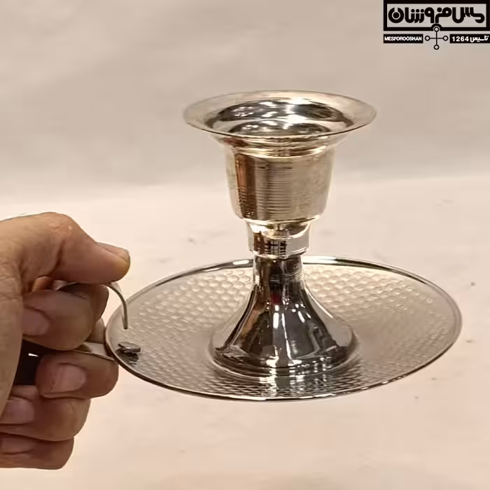 جا شمع مسی زنجان | شمعدان مسی قابل حمل آبکاری کروم مدل هودور