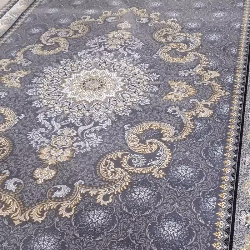 فرش ماشینی 700 شانه، تراکم 2250، طرح زیبای رژین زمینه دودی، 6 متری دقت کنید که خود فرش کمی تیره تر از عکسهاست