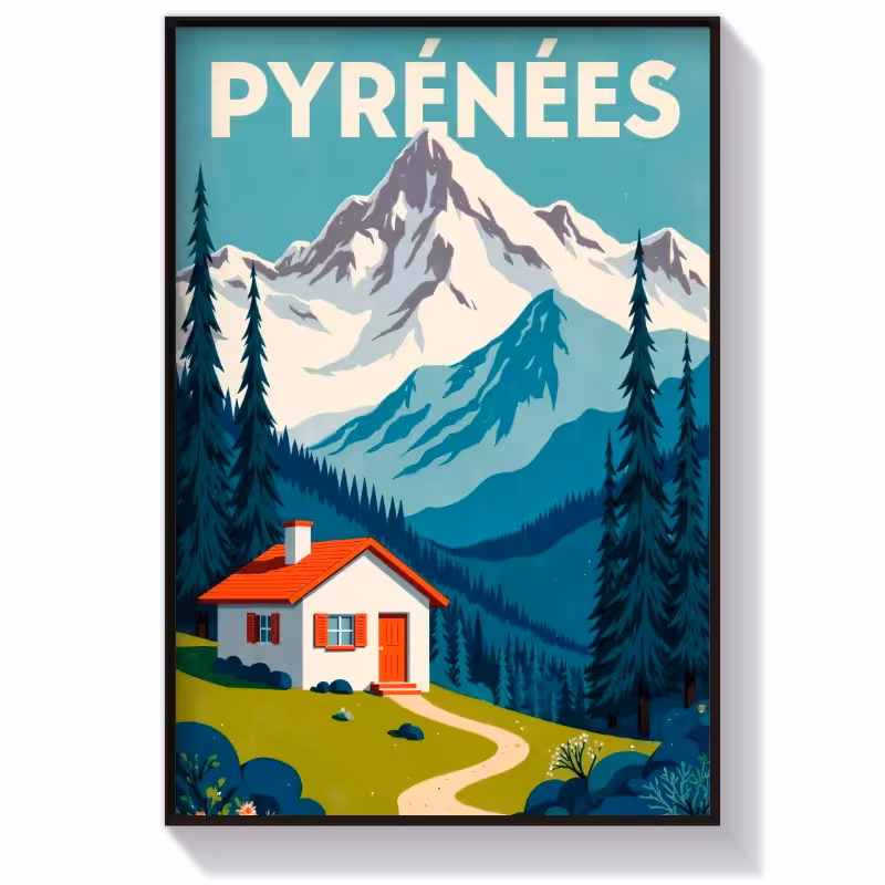 تابلو و پوستر گرافیکی رشته کوه‌های Pyrenees