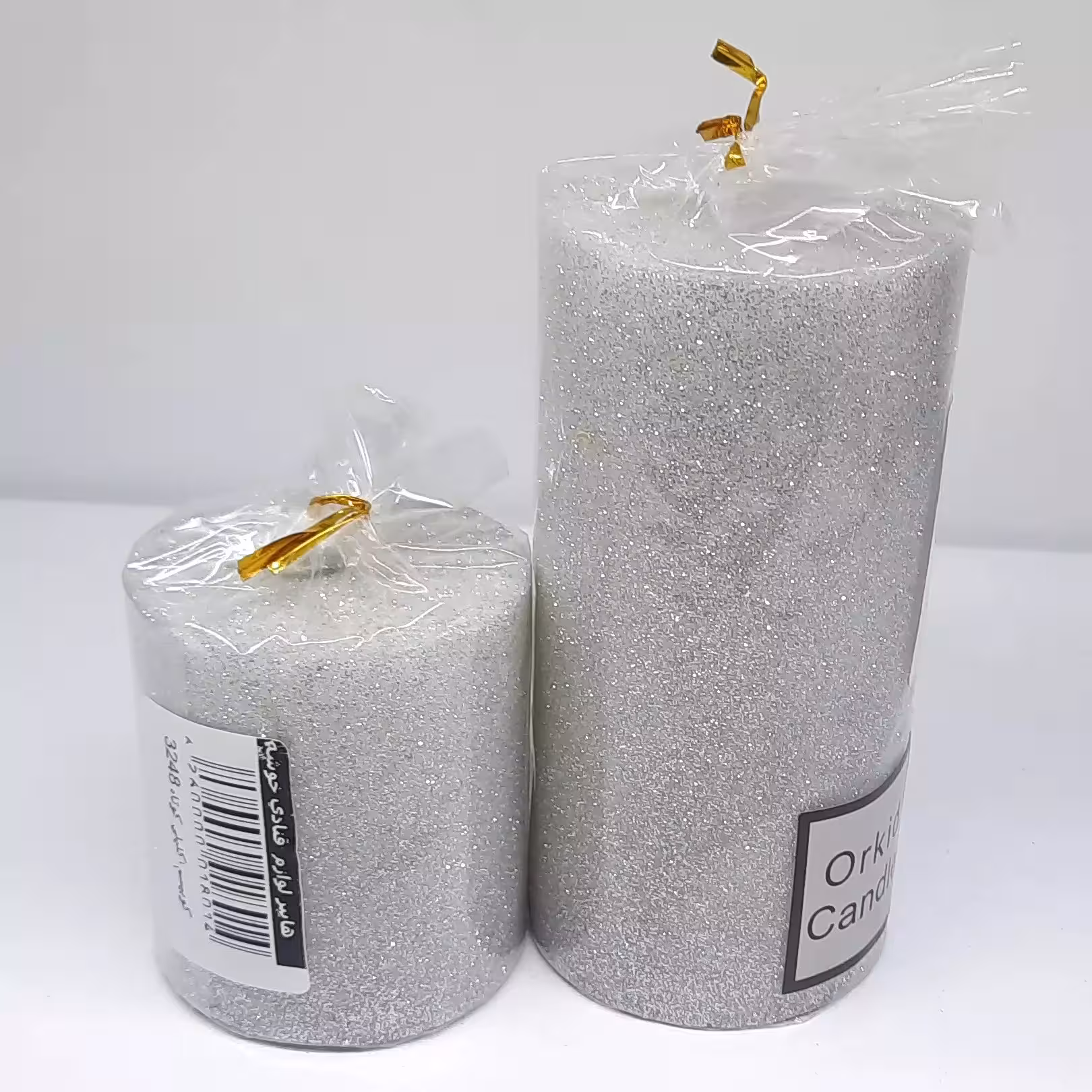 شمع کوبیسم بلند 13 سانت رنگ نقره ای